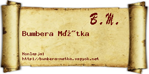 Bumbera Mátka névjegykártya